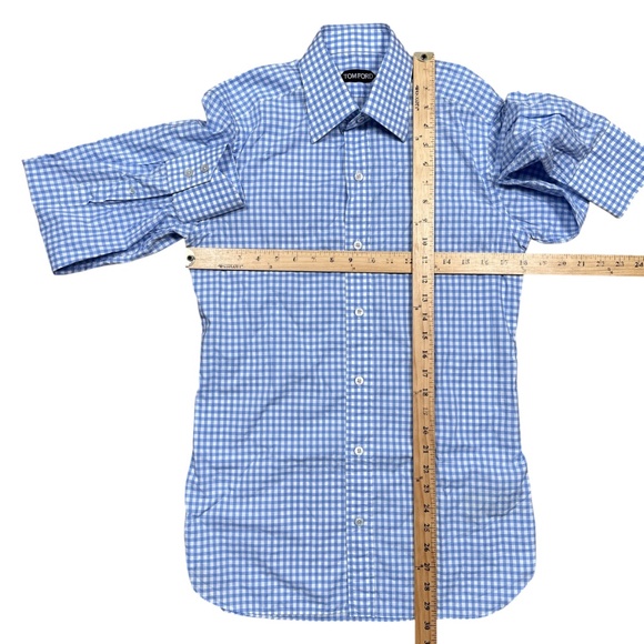 Tom Ford Gingham Check Slim Fit Lightweight Cotton Dress Shirt Mens 38 15 - Picture 11 of 11